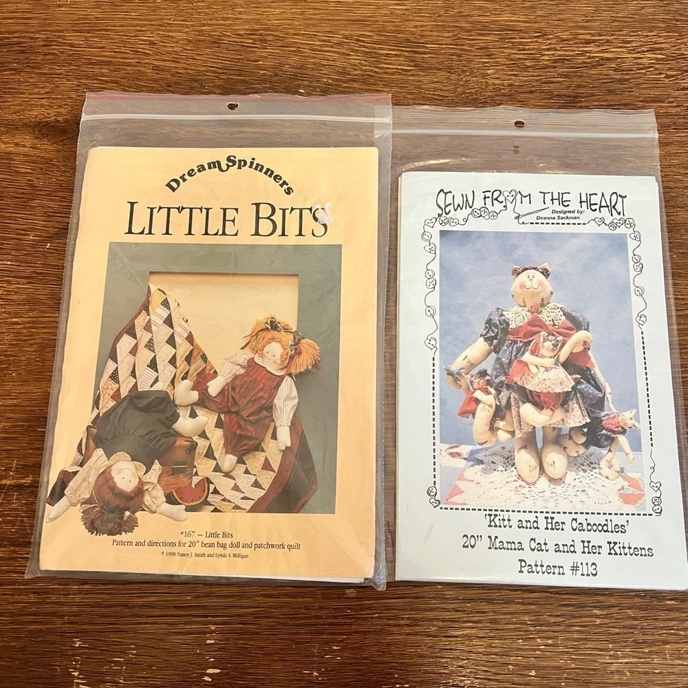 Lot of 2 Vintage Sewing Patterns – Little Bits & Kitt and Her Caboodles Unused